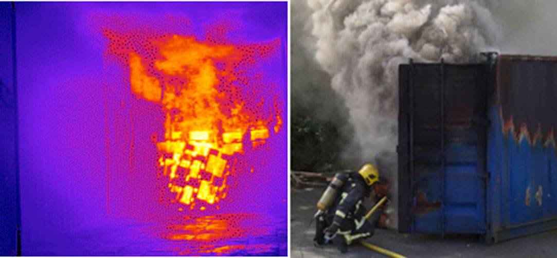 fire in SWIR and visible wavelength